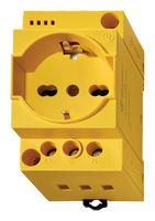 POWER OUTLET, 16A, YEL, PANEL/DIN RAIL