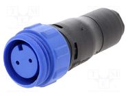 Connector: circular; plug; female; PIN: 2; w/o contacts; for cable BULGIN