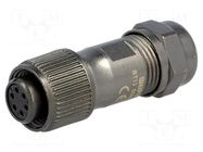 Connector: circular; plug; female; PIN: 6; IP67; ST12; 5÷8mm; 5A; 125V WEIPU