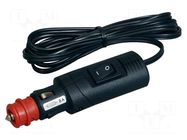 Cigarette lighter plug; cables; Sup.volt: 12÷24VDC; 8A; black; 2m PRO CAR