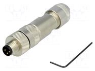 Connector: M8; male; PIN: 3; 60V; IP67; straight; shielded; for cable MURRELEKTRONIK