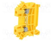 Splice terminal: rail; 0.5÷4mm2; ways: 1; terminals: 2; yellow; TS35 