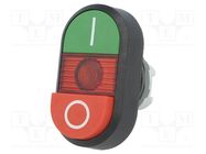 Switch: double; 22mm; Stabl.pos: 1; green-red; MLB-1; IP66; Pos: 2 ABB