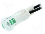 Indicator: LED; flat; green; Ø9.7mm; cables; 100mm; plastic MENTOR