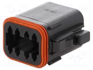 Connector: wire-wire; plug; female; DT; for cable; PIN: 8; black DEUTSCH