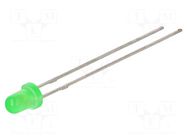 LED; green; 3mm; 25÷85mcd; 85°; Front: convex; 2.1÷2.6VDC LITEON