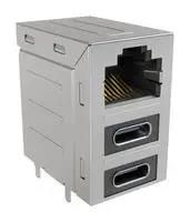 RJ45 JACK, USB, R/A, 8P8C, 2PORT, TH