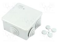 Enclosure: junction box; X: 80mm; Y: 80mm; Z: 40mm; wall mount; IP44 ABB