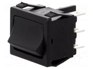 ROCKER; DP3T; Pos: 3; ON-OFF-ON; 10A/250VAC; 10A/28VDC; black; none BULGIN