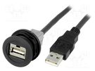 USB socket; 22mm; har-port; -25÷70°C; Ø22.3mm; IP20; black HARTING
