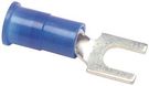 TERMINAL, SPADE/FORK, #8, CRIMP, BLUE