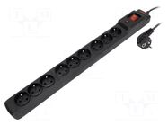 Plug socket strip: protective; Sockets: 9; 250VAC; 10A; black ARMAC