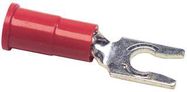 TERMINAL, LOCKING FORK, #6, CRIMP, RED