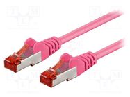 Patch cord; S/FTP; 6; stranded; CCA; PVC; pink; 0.5m; 27AWG Goobay