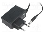 Power supply: switching; mains,plug; 24VDC; 0.5A; 12W; Plug: EU MEAN WELL