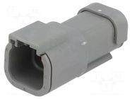 Connector: wire-wire; plug; male; DTM; for cable; PIN: 4; grey; IP68 DEUTSCH