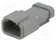 Connector: wire-wire; DTM; male; plug; for cable; PIN: 3; grey; IP68 DEUTSCH