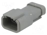 Connector: wire-wire; plug; male; DTM; PIN: 3; IP68; for cable; grey DEUTSCH
