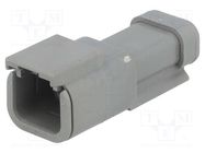 Connector: wire-wire; DTM; male; plug; for cable; PIN: 2; grey; IP68 DEUTSCH