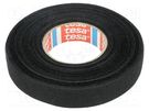 Tape: textile; W: 15mm; L: 15m; Thk: 300um; Automotive; black; 105°C TESA