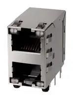 RJ45 CONN, R/A JACK, 8P8C, 2PORT, THT