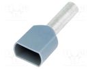 Tip: bootlace ferrule; insulated,double; copper; 4mm2; 12mm; grey BM GROUP
