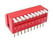 DIP SW, SPST-NO, 0.025A/24V/10POS, RA TH