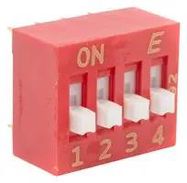 DIP SW, SPST-NO, 0.025A, 24V, 4POS, TH