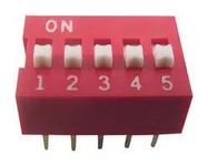 DIP SW, SPST-NO, 0.025A, 24V, 5POS, TH