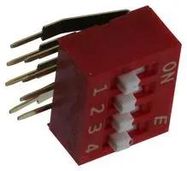 DIP SW, SPST-NO, 0.025A/24V, 4POS, RA TH
