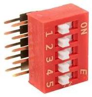 DIP SW, SPST-NO, 0.025A/24V, 5POS, RA TH