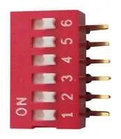 DIP SW, SPST-NO, 0.025A/24V, 6POS, RA TH