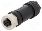 Plug; M12; PIN: 4; female; S code-Power; for cable; screw terminal AMPHENOL LTW