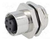 Connector: M12; socket; PIN: 4; female; 250V; IP68; soldering; metal AMPHENOL LTW
