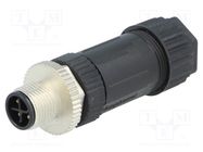 Connector: M12; plug; PIN: 4; male; S code-Power; for cable; IP67 AMPHENOL LTW