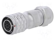 Connector: circular; plug; female; PIN: 9; IP67; SF12; 5÷8mm; 3A; 125V WEIPU