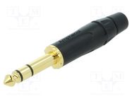 Plug; Jack 6,3mm; male; stereo; ways: 3; straight; for cable; black AMPHENOL