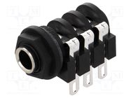 Socket; Jack 6,3mm; female; stereo,with double switch; ways: 3 AMPHENOL