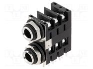 Socket; Jack 6,3mm; female; double,stereo,with triple switch AMPHENOL