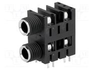 Socket; Jack 6,3mm; female; mono,double,with double switch; THT AMPHENOL