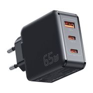 Wall charger, Essager, ECT2CA-JZB01-Z, GaN, USB-A, 2xUSB-C, 65W (black), Essager