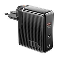 Wall charger, Essager, ECT2CA-ZXB01-Z, GaN, USB-A, USB-C 100W (black), Essager