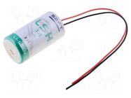 Battery: lithium; C; 3.6V; 5800mAh; Body dim: Ø26x50mm; cables SAFT