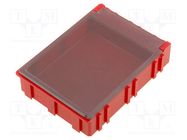 Bin; ESD; 68x57x15mm; ABS,copolymer styrene; red,transparent LICEFA