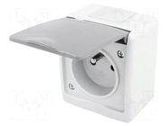 Connector: AC supply; socket; 2P+PE; 250VAC; 16A; grey; PIN: 3; IP44 PAWBOL