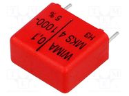 Capacitor: polyester; 100nF; 400VAC; 1kVDC; 15mm; ±5%; 9x16x18mm WIMA