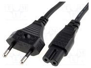 Cable; 2x0.75mm2; CEE 7/16 (C) plug,IEC C7 female; PVC; 1m; black LIAN DUNG