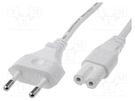 Cable; 2x0.75mm2; CEE 7/16 (C) plug,IEC C7 female; PVC; 5m; white LIAN DUNG