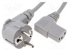 Cable; 3x0.75mm2; CEE 7/7 (E/F) plug angled,IEC C13 female 90° LIAN DUNG