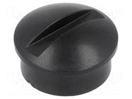 Knob; miniature; plastic; Øshaft: 6mm; Ø12x3mm; black; push-in SR PASSIVES